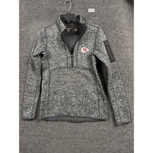 Kansas City Chiefs Sweatshirt Womens Small Gray NFL Football Antigua 1/4 Zip